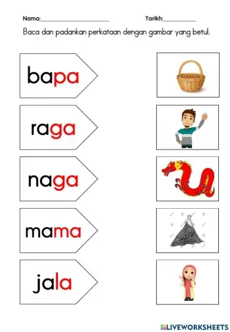 Latihan Suku Kata KVKV Vokal a