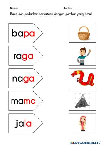 Latihan Suku Kata KVKV Vokal a