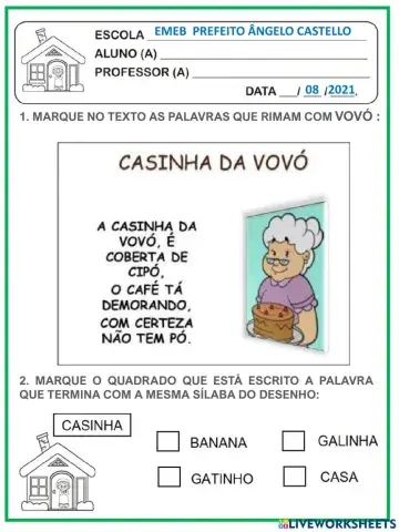Atividade  COM PARLENDA E FIGURAS GEOMÉTRICAS