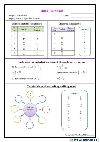 Fractions - Worksheet No. 13