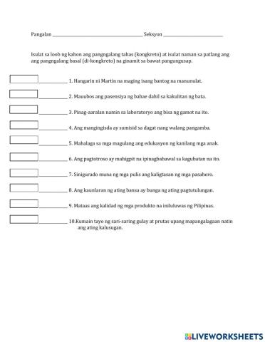 Uri ng Pangngalan ayon sa Konsepto