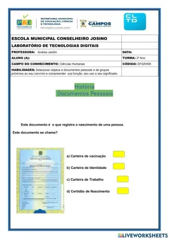 DocuMENtos pessoais
