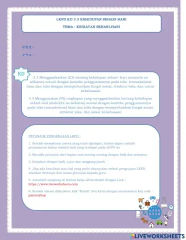 KD 3.3 Mainichi no seikatsu