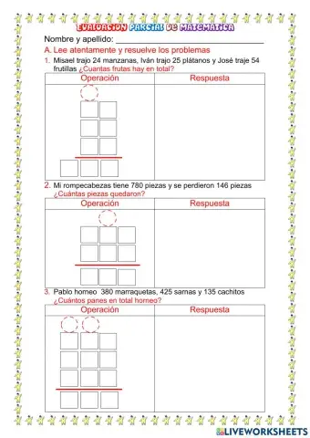 Problemas de suma y resta