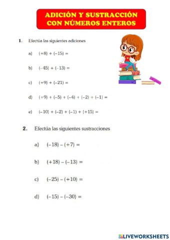 Adicion y sustraccion de numeros enteros