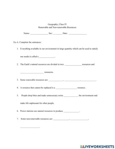 Renewable and Non-renewable Resources