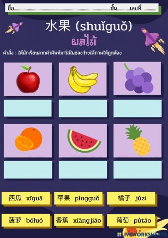 คำศัพท์ผลไม้ภาษาจีน