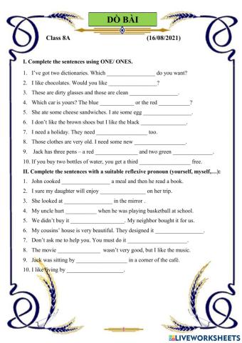 Reflexive pron, one-ones