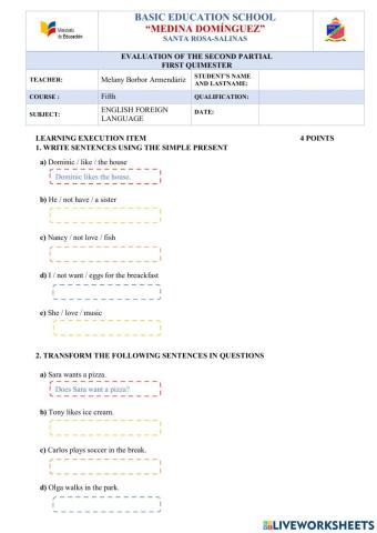 Evaluación Segundo Parcial
