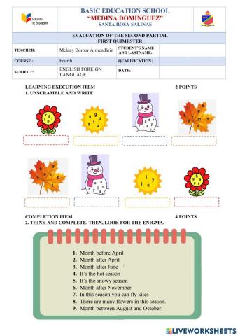 Evaluación Segundo Parcial