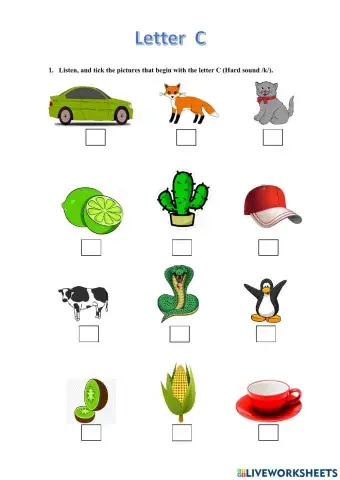 Listening: Words with beginning C (Hard sound -k-)