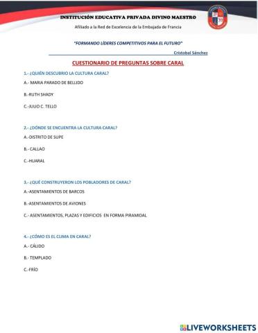 Preguntas de la cultura caral