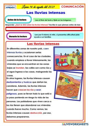 Lectura: La lluvia intensa