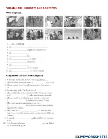 Vocabulary Holidays and adjectives