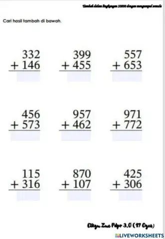 Addition within 1000