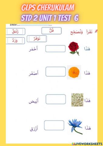 Arabic std 2 unit 1 test 6