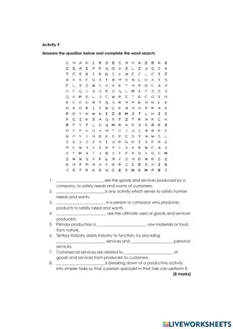 Production Word search