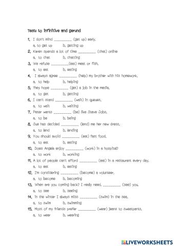 To infinitive and gerund