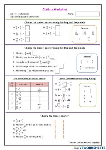 Fractions - Worksheet No. 15