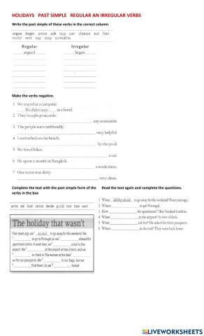 Holidays. Past simple. Gram and listening