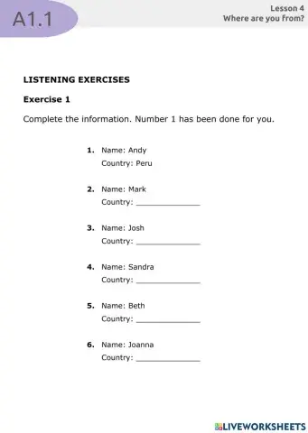 A1.1 - Lesson 4 - Listening exercise