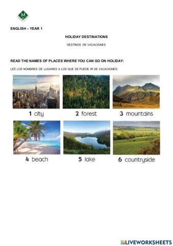 Holiday destinations