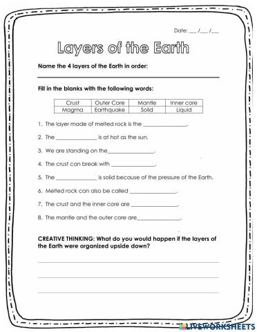 4 layers of the Earth