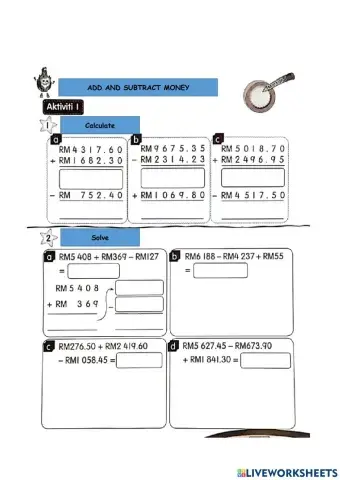 Addition and Subtraction of Money