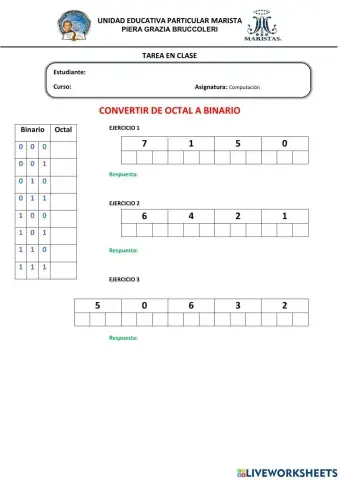 Octal y hexadecimal a binario
