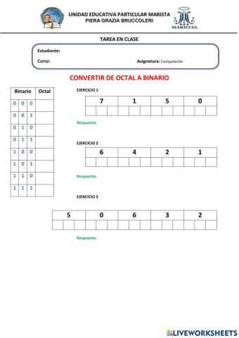 Octal y hexadecimal a binario