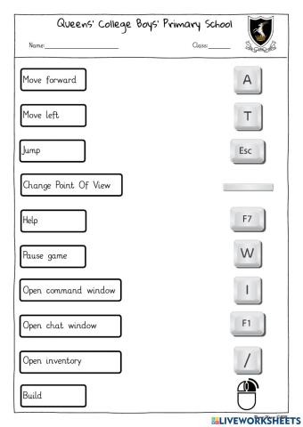 Computers - Minecraft shortcut keys matchup