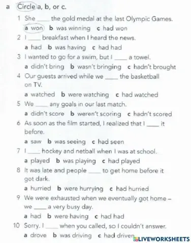 Past Simple vs. Continuos (+ Present Perfect)