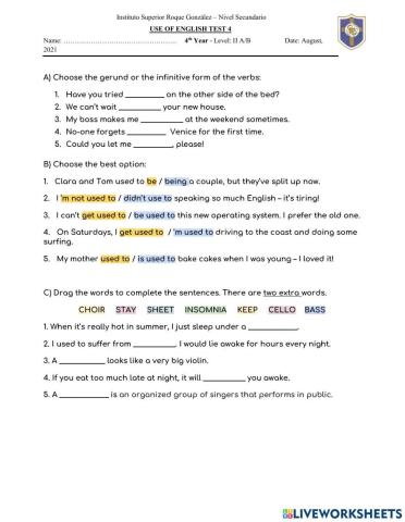 4th Year - Level II - Use of English 4