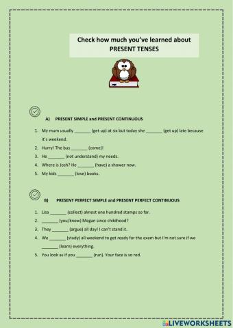 Present Tenses - test