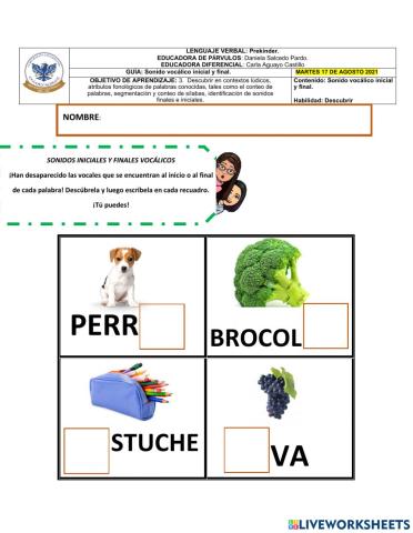 Sonido inicial y final