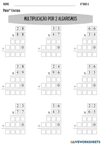 Multiplicação por dois algarismos