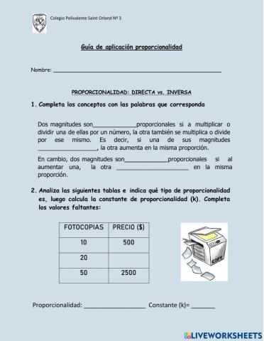 Proporcionalidad directa e inversa