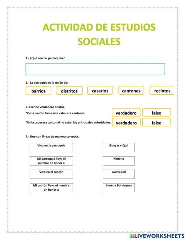 Mi parroquia y mi cantón