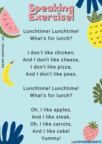 Lunchtime - speaking activity