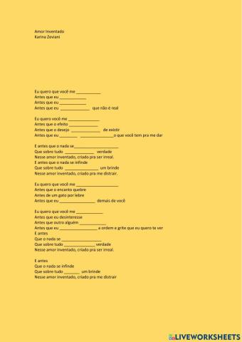 Presente do subjuntivo  Amor Inventado