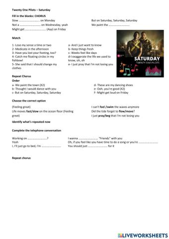 Saturday - Twenty One Pilots