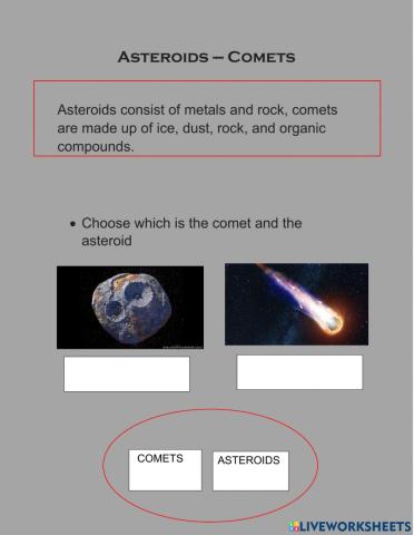 Asteroids --- Comets