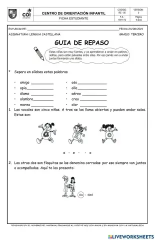 Guia de repaso lengua castellana