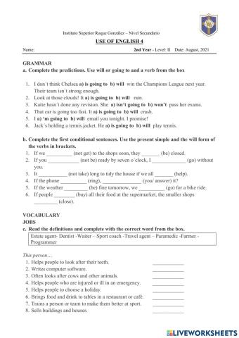 2nd Year - Level II -  Use of English 4