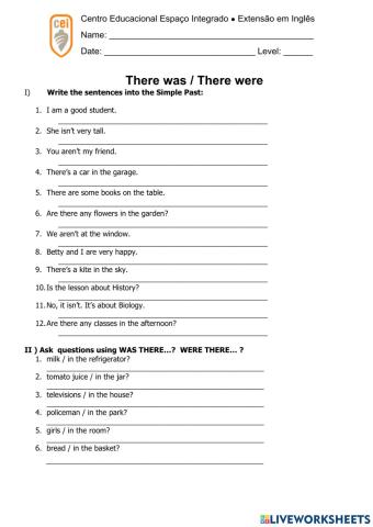 Verb to be simple past