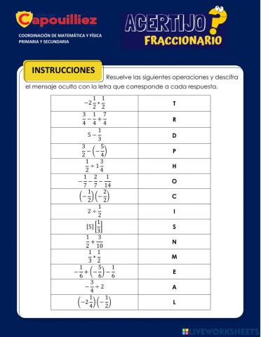 Acertijo Fraccionario