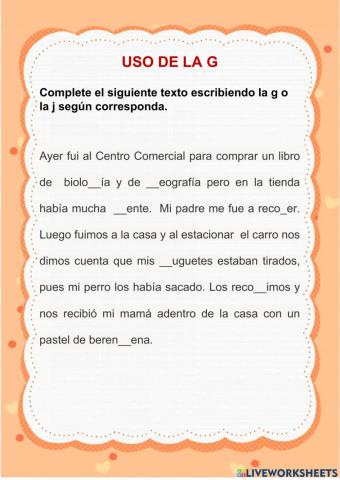 Uso de la g