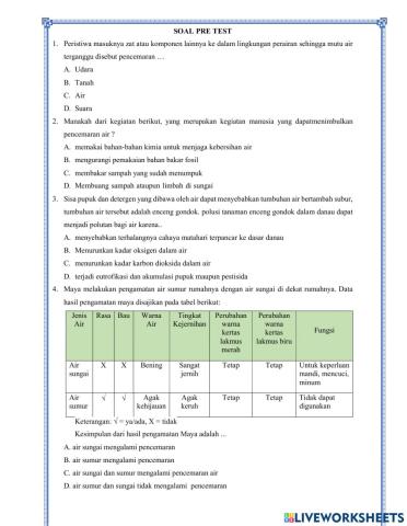 Pre Test Pencemaran Air