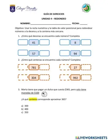 Redondeo a la decena  y a la centena