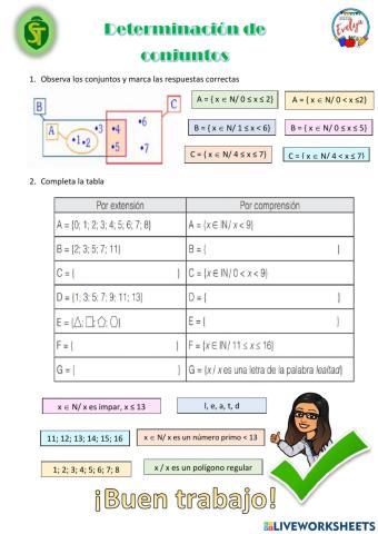 Determinación de conjuntos